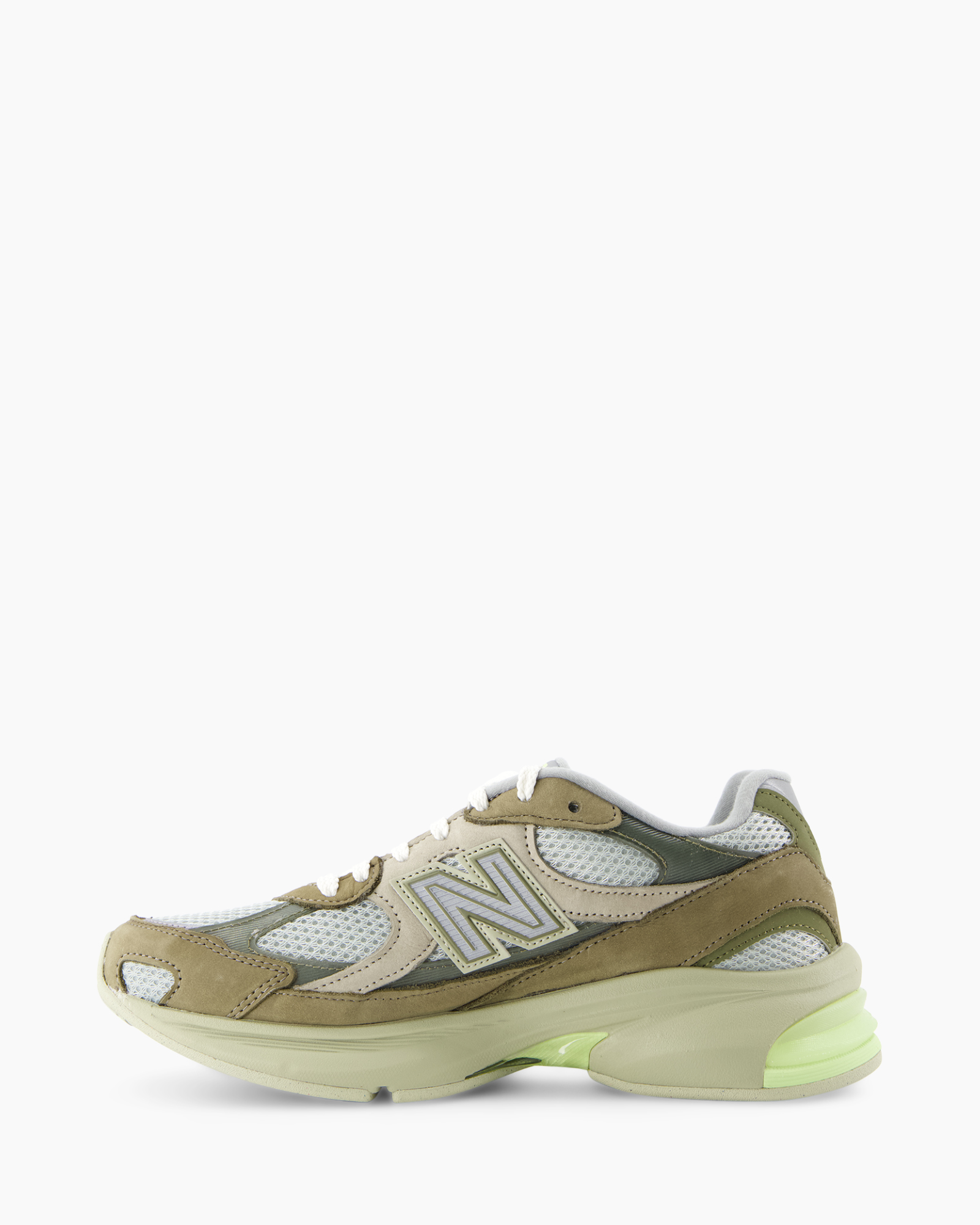 sneaker, mesh, tan, gray, luminous-green sole