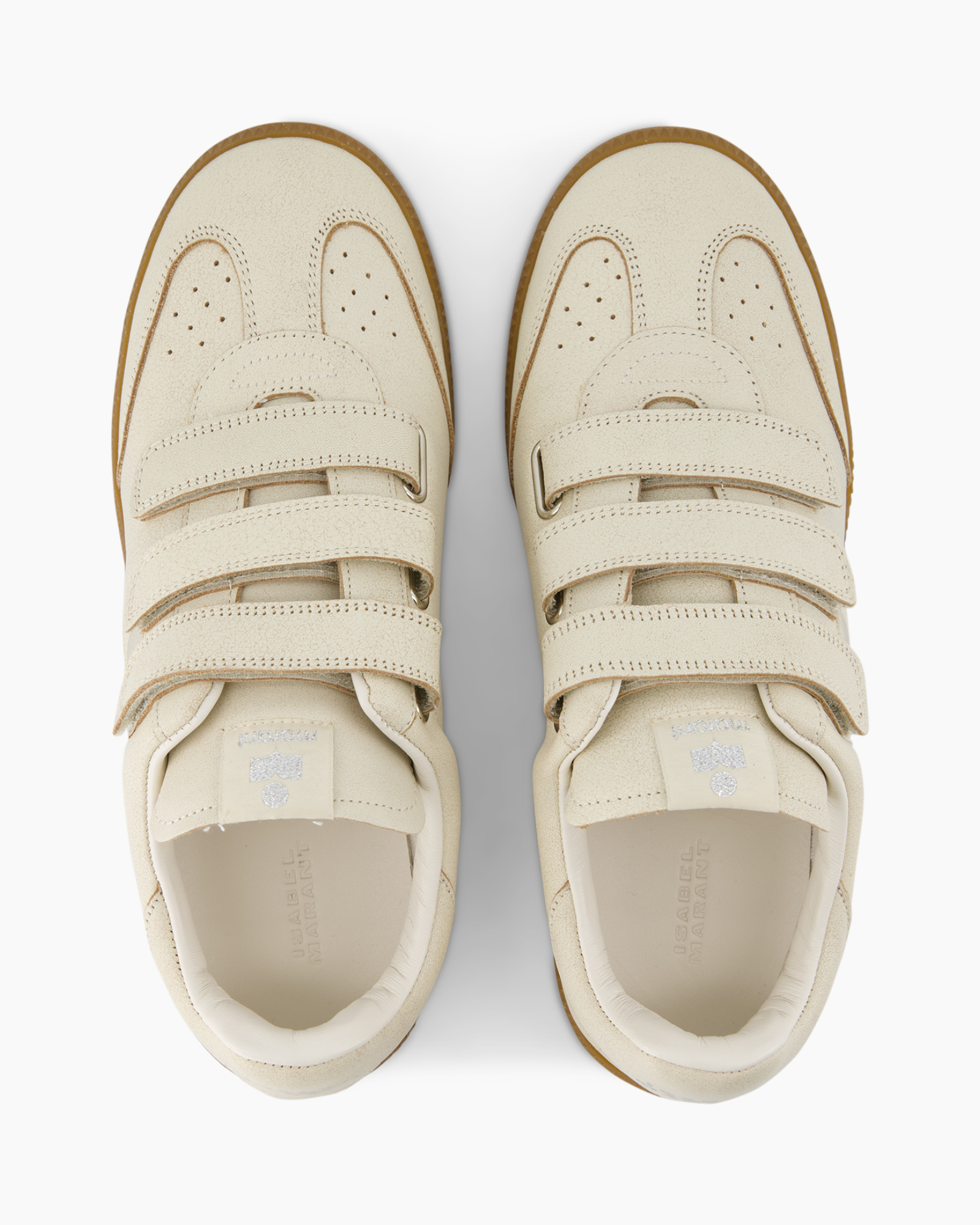 sneakers, velcro, beige, leather, perforated