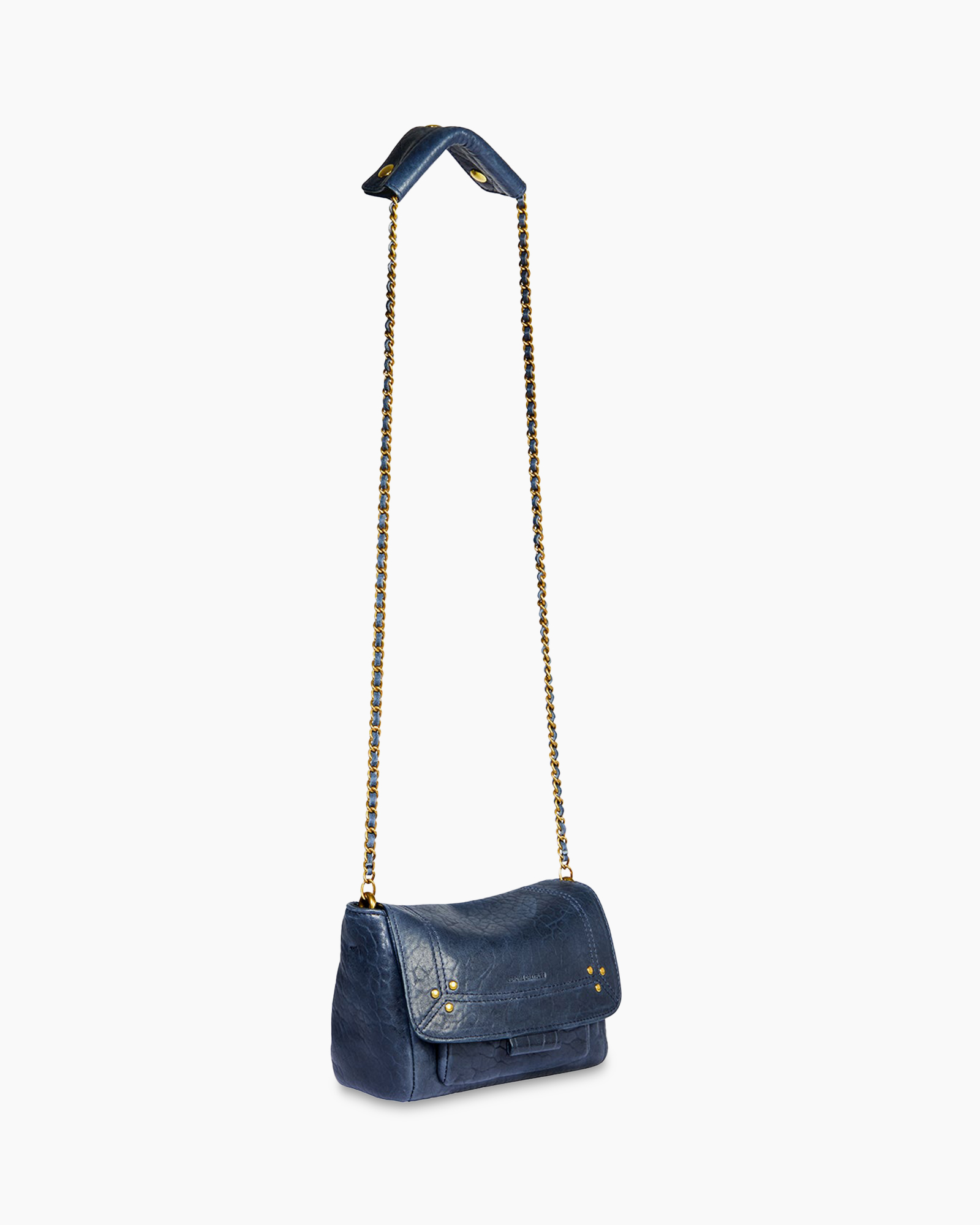 handbag, crossbody, chain strap, blue, leather