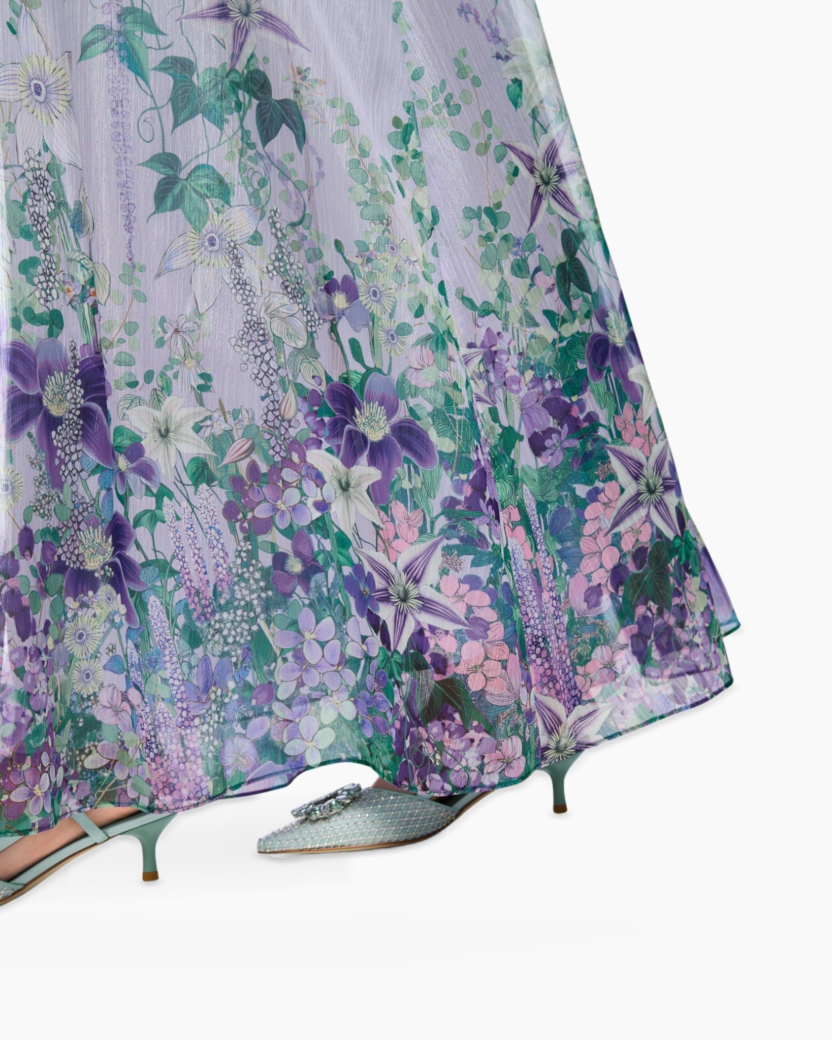 floral, lilac, long skirt, print, silhouette