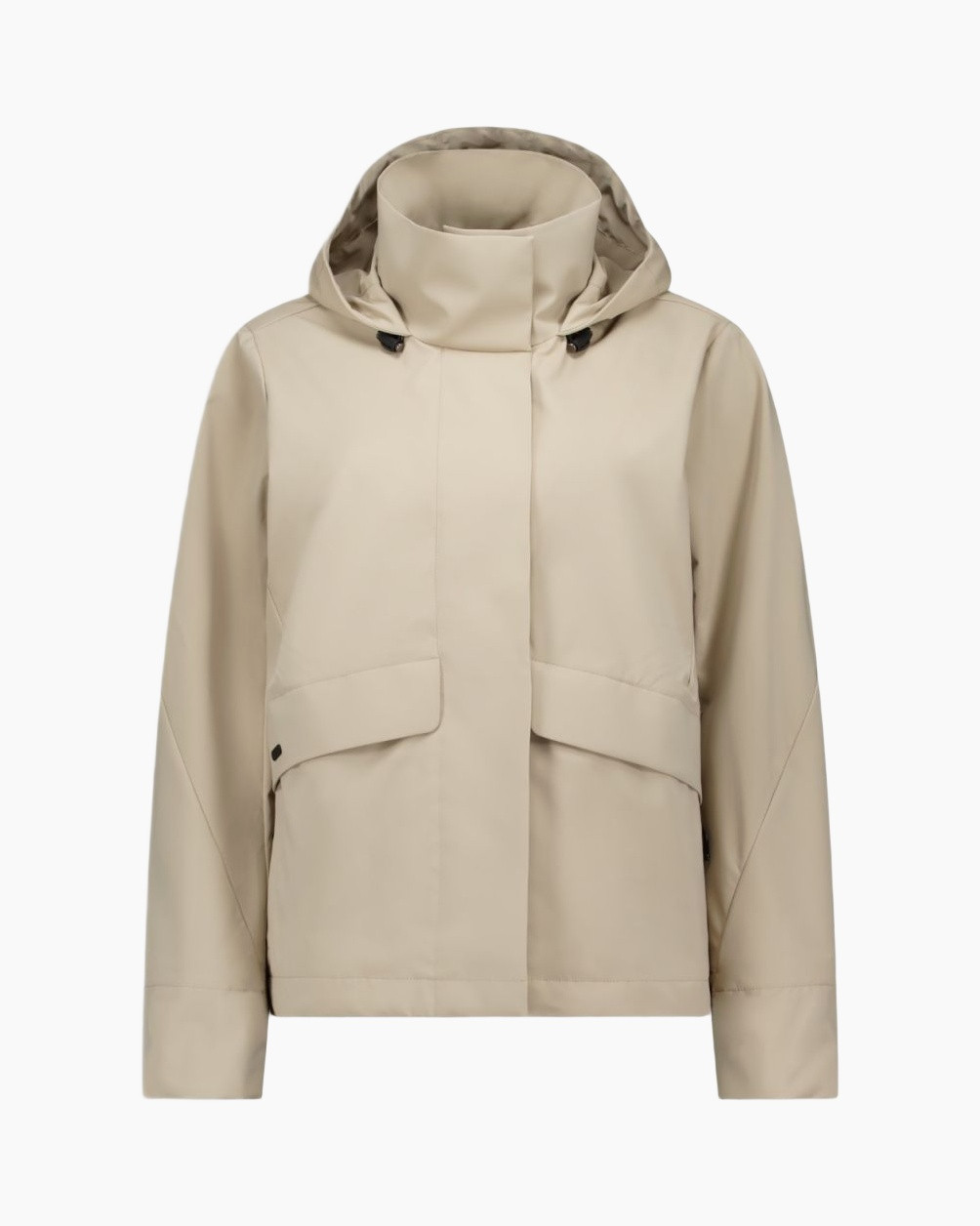 jacket, hooded, beige, puffer, pocket