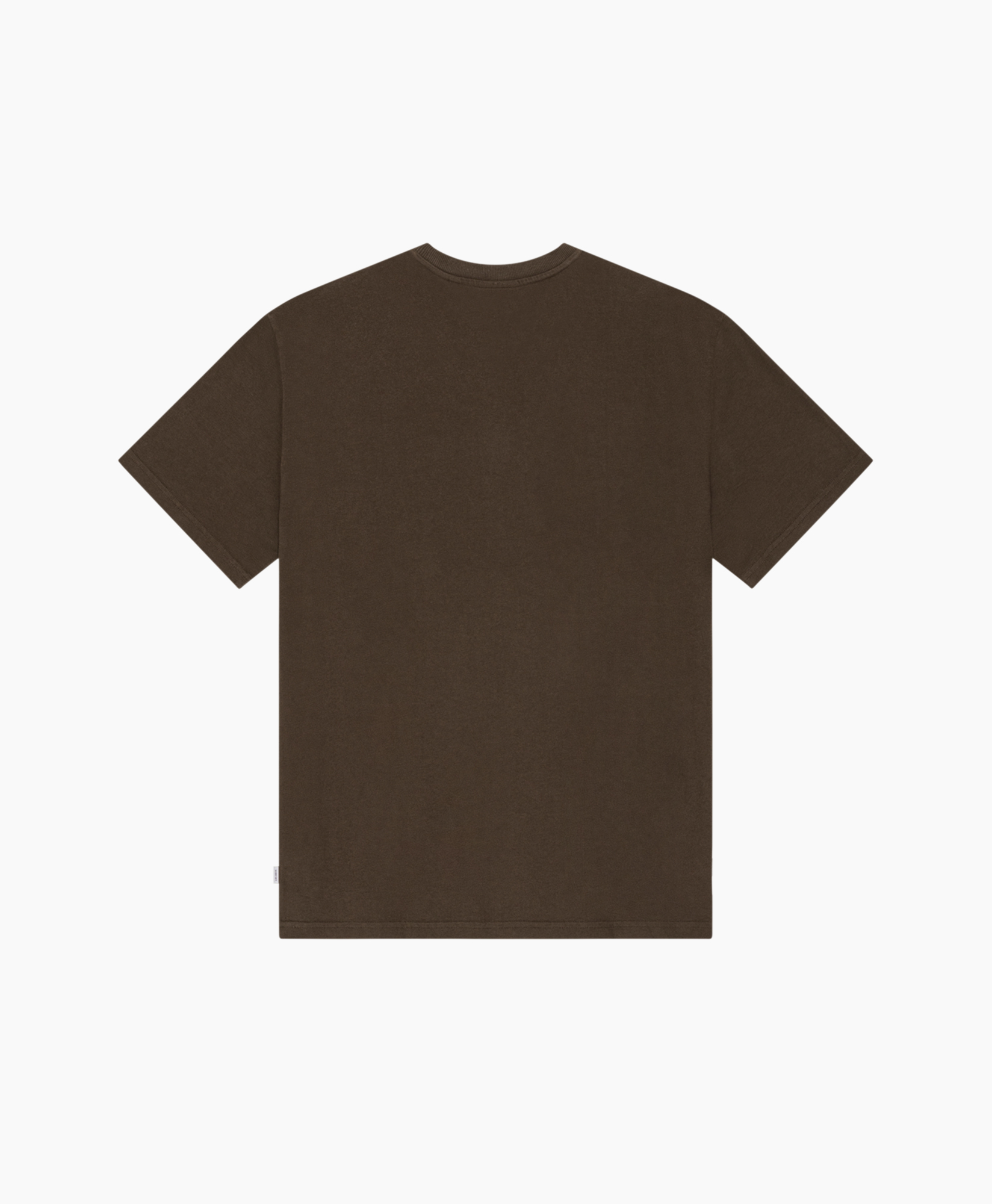 t-shirt, brown, short-sleeve, crew neck, small logo