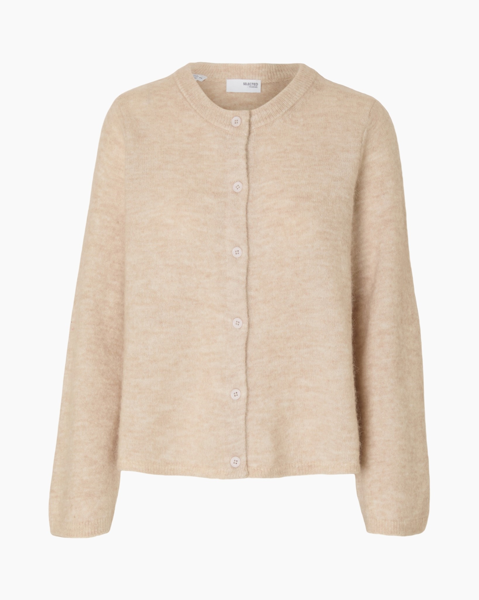 cardigan, beige, knit, button-front, long-sleeve