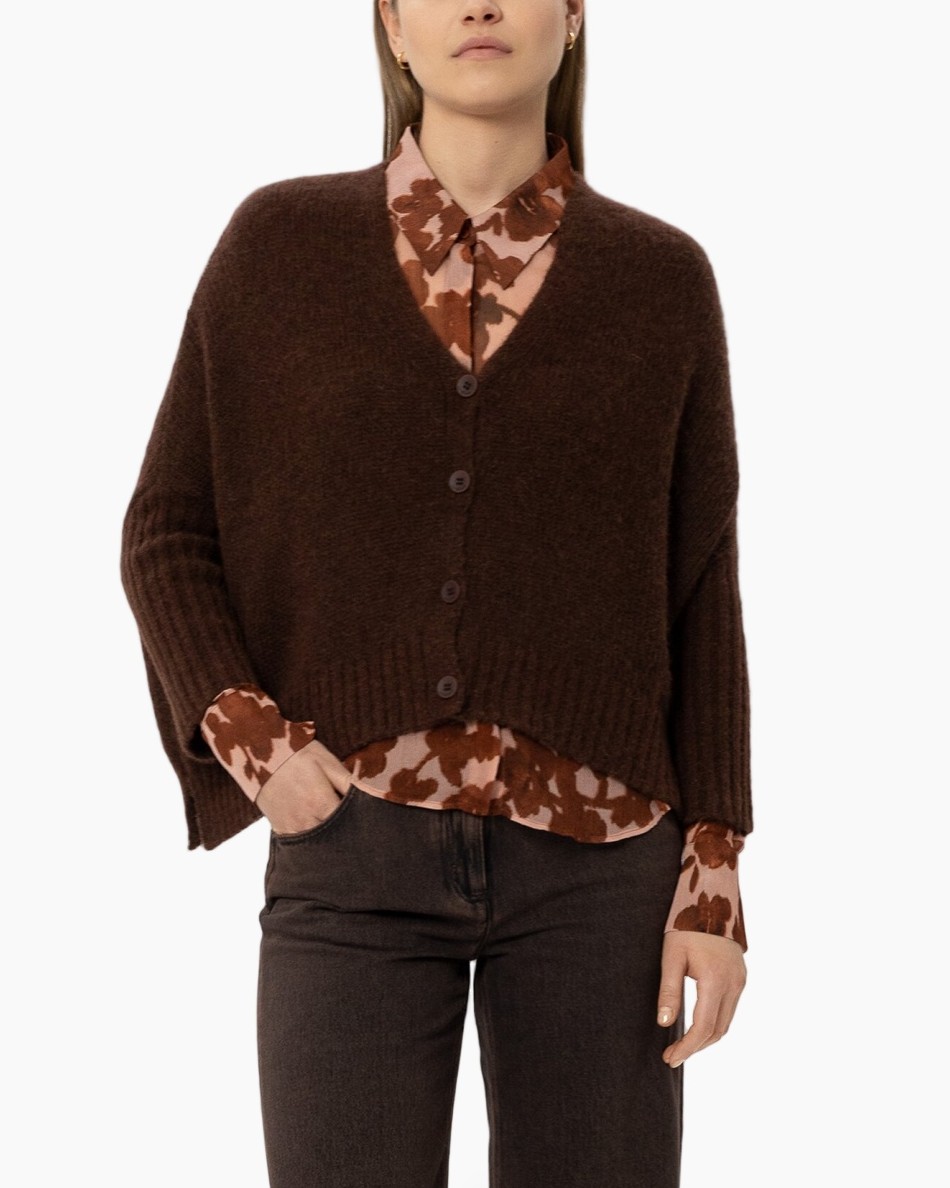 cardigan, knit, brown, layering, boutique blouse underlay