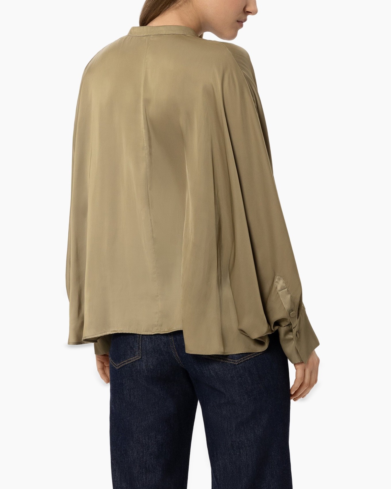 blouse, kartieflex, silk, olive, long-sleeve