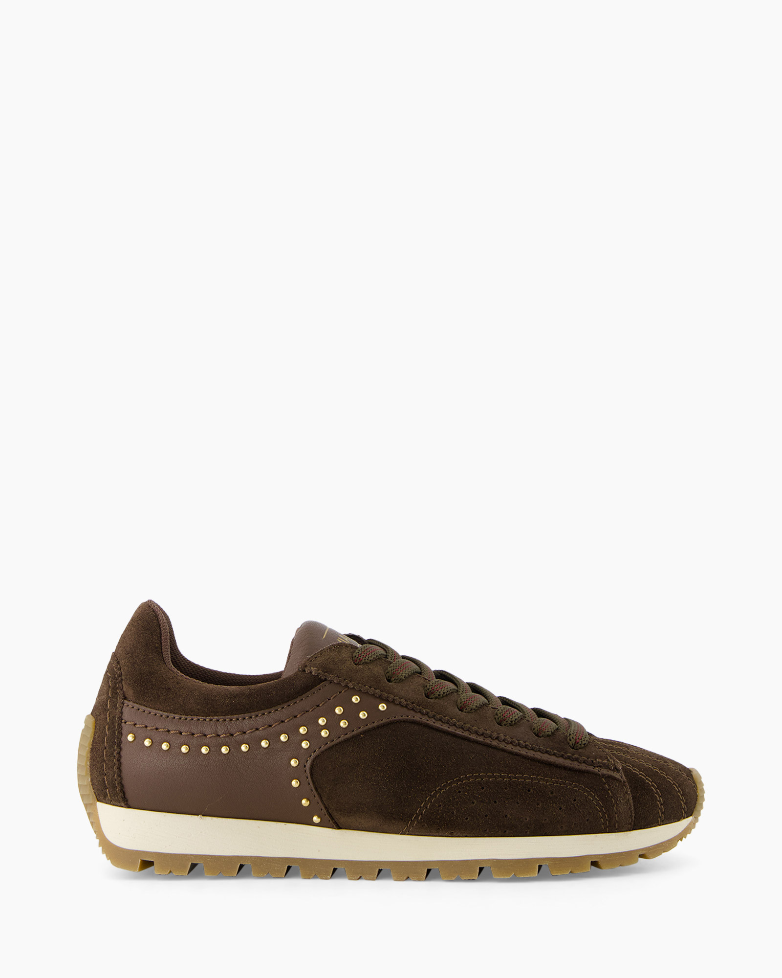 brown, leather, suede, studded, trainers