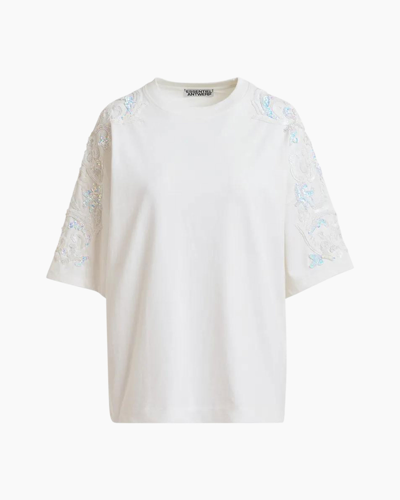 white, top, embroidered, lace, tunic