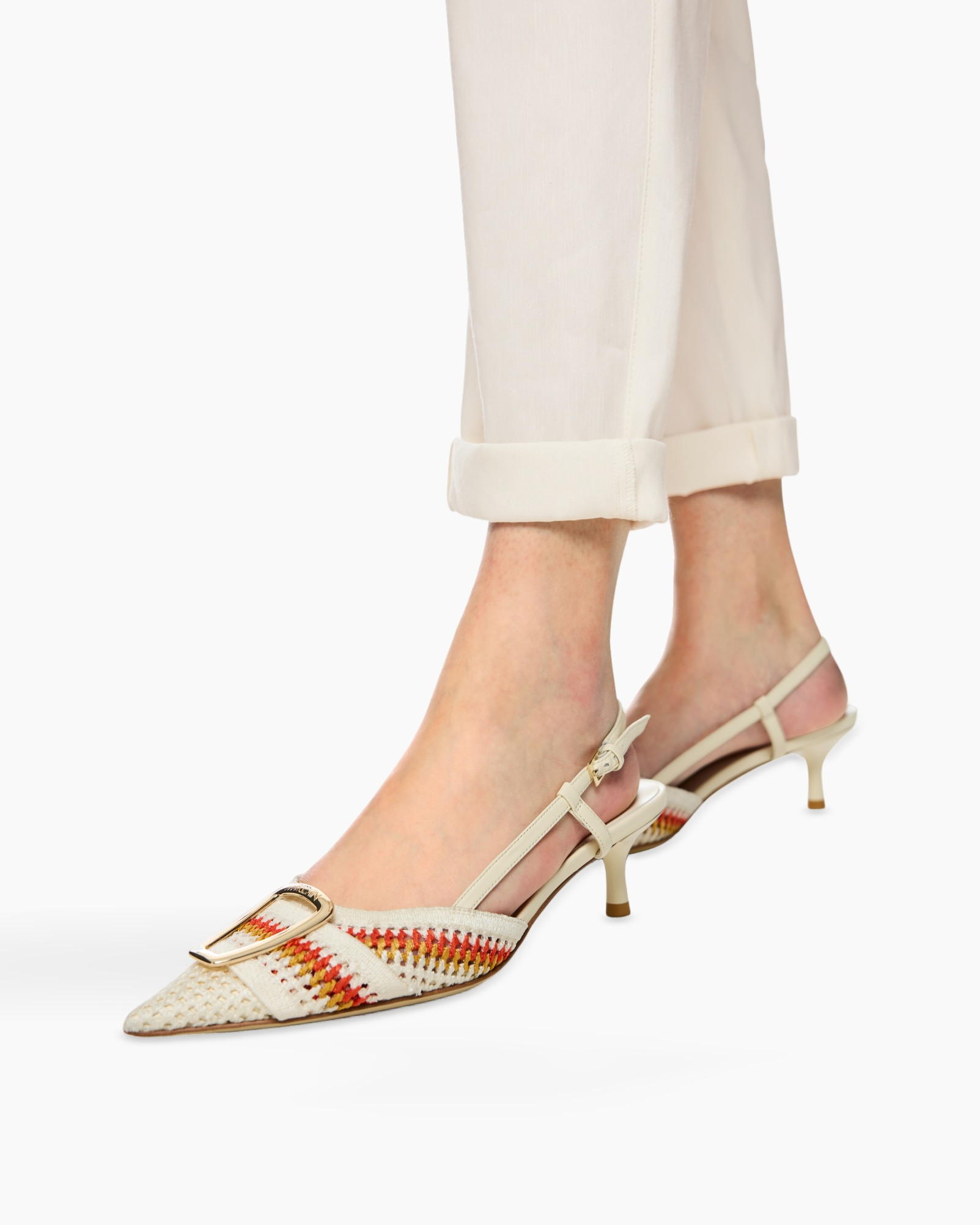 pumps, heeled sandal, points toe, strap, woven pattern