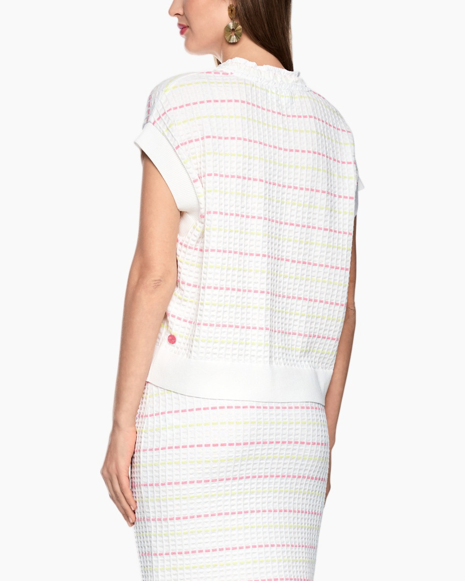 top, short sleeve, knit, white, striped