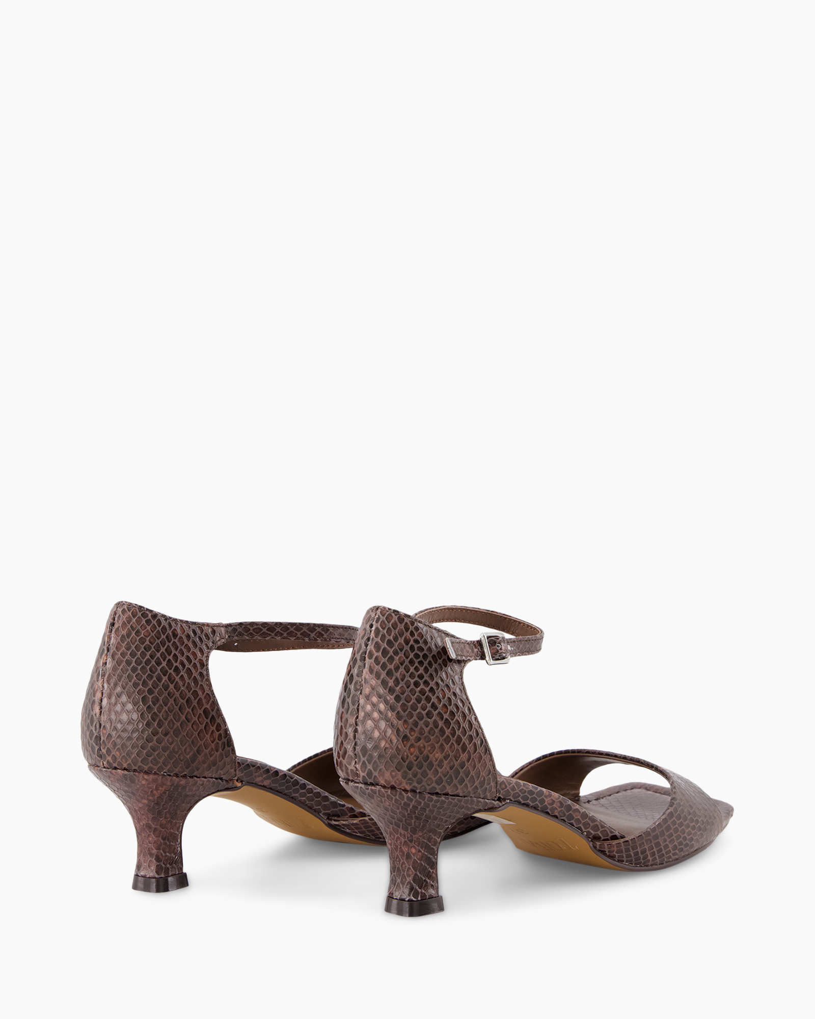 shoes, pump, mid heel, brown, snake skin pattern