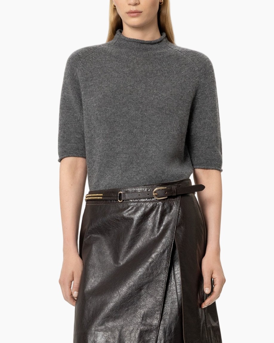 turtleneck, knit, grey, top, belted