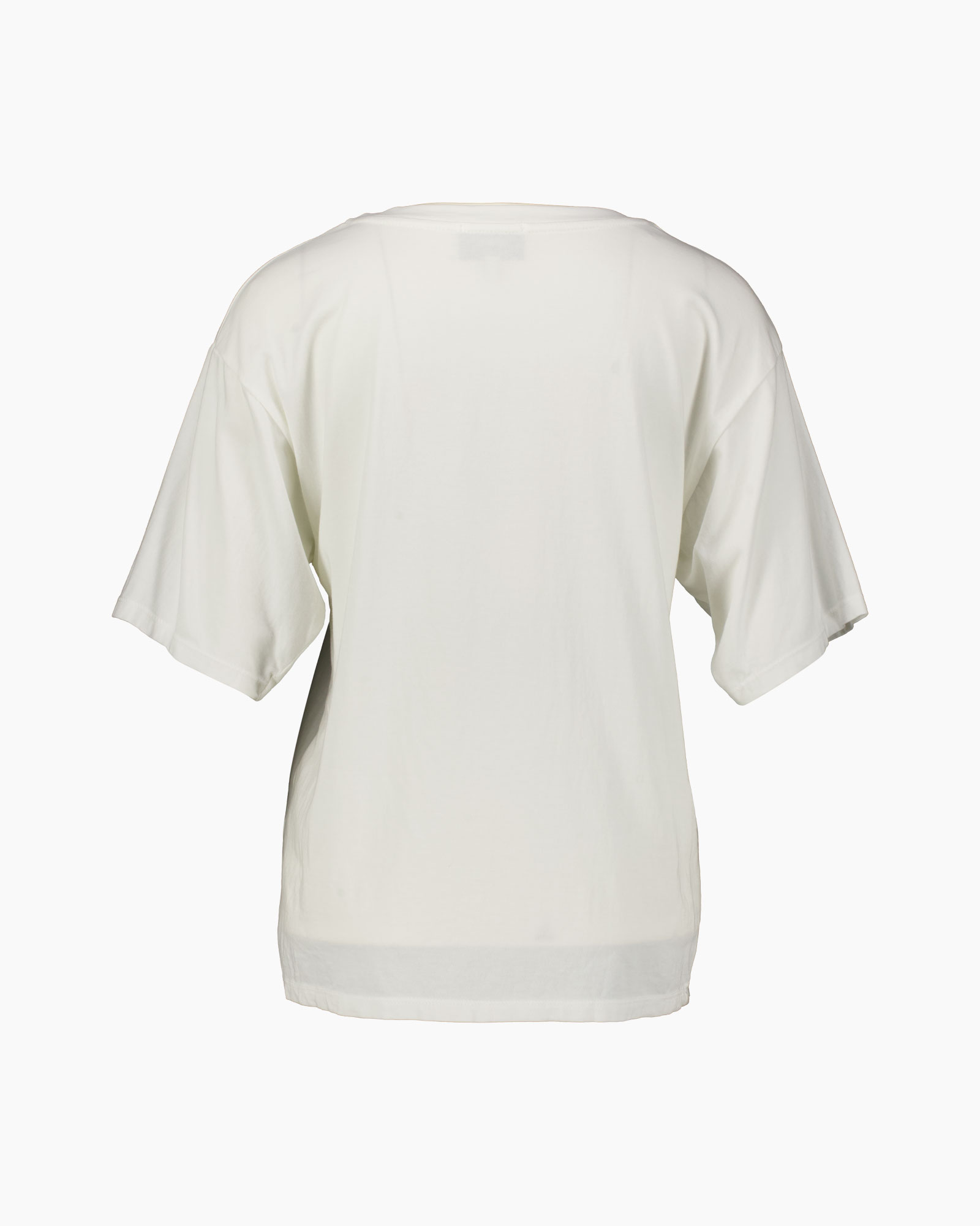 t-shirt, short sleeves, cream, crew neck, back view
