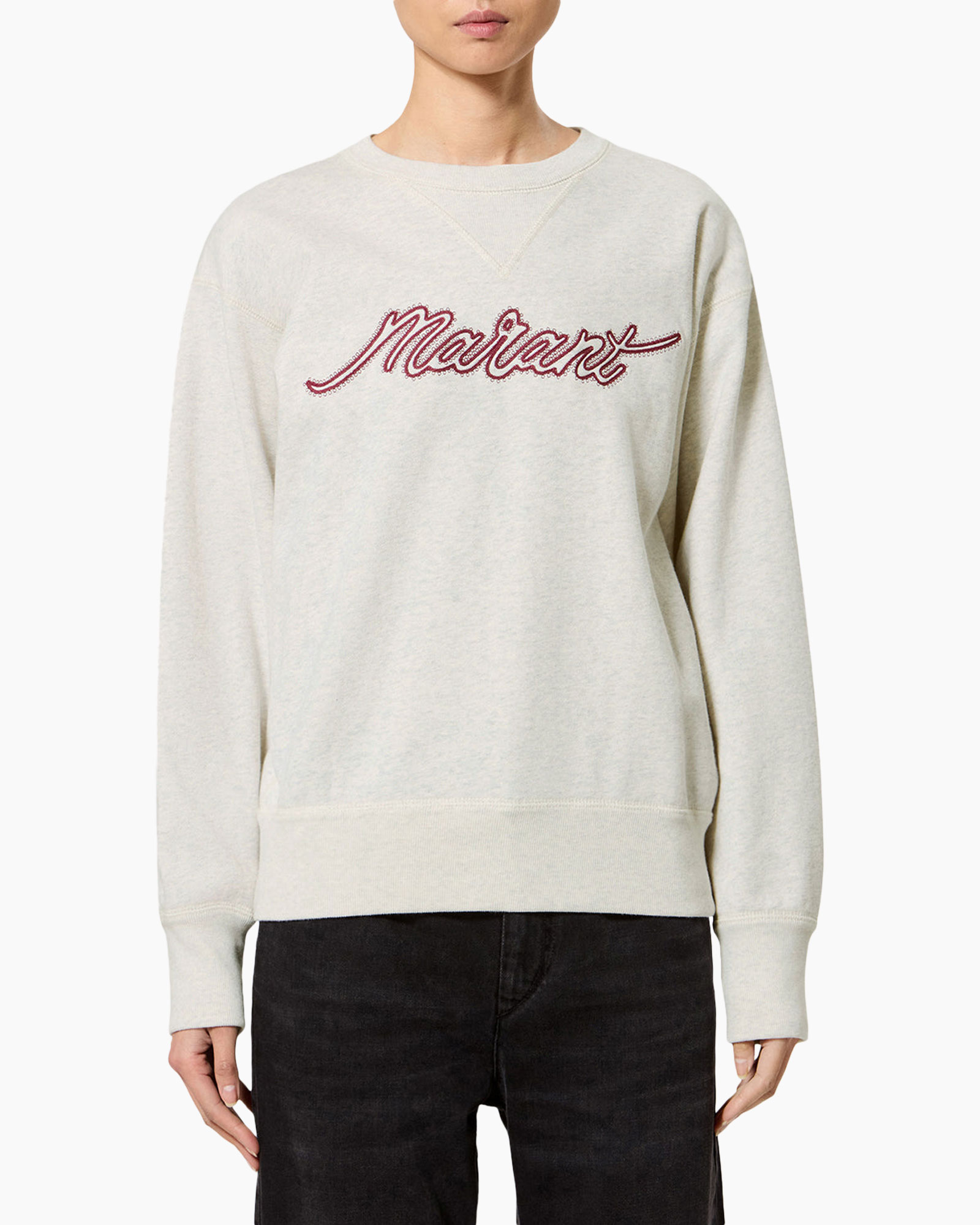 sweatshirt, crew neck, long sleeve, graphic text, beige off-white