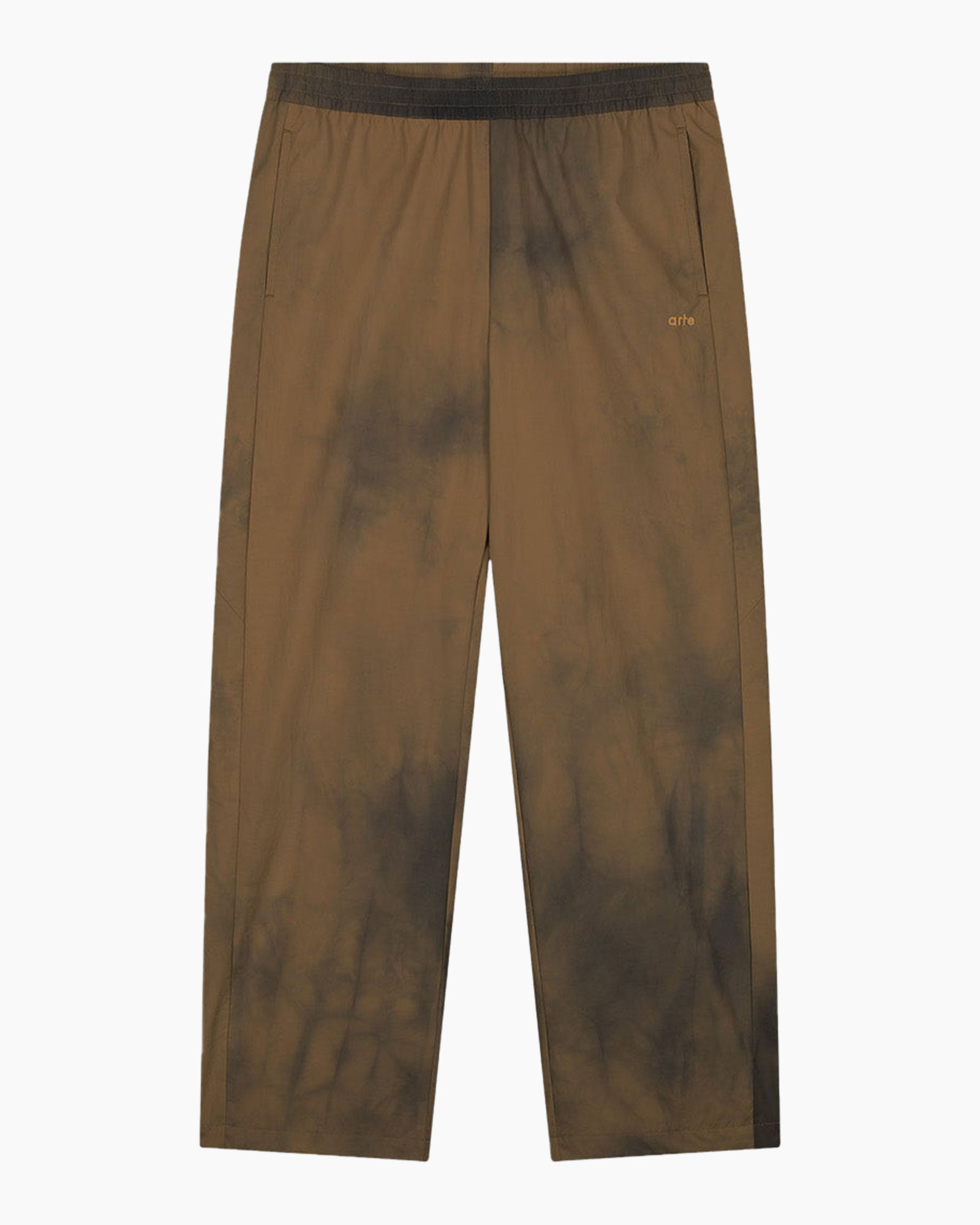 pants, trousers, brown, tie-dye, elastic waistband