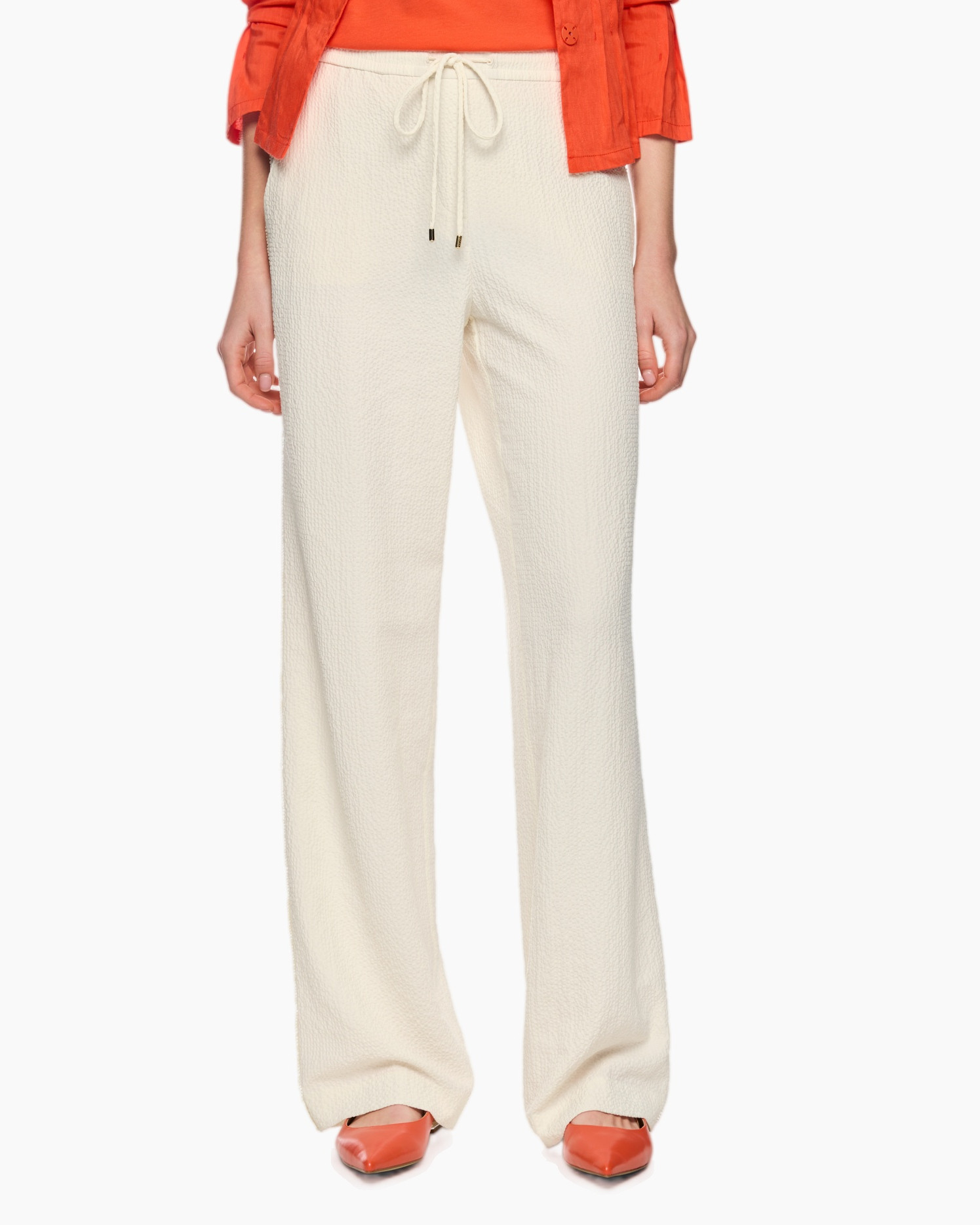 pants, trousers, beige, drawstring, wide-leg