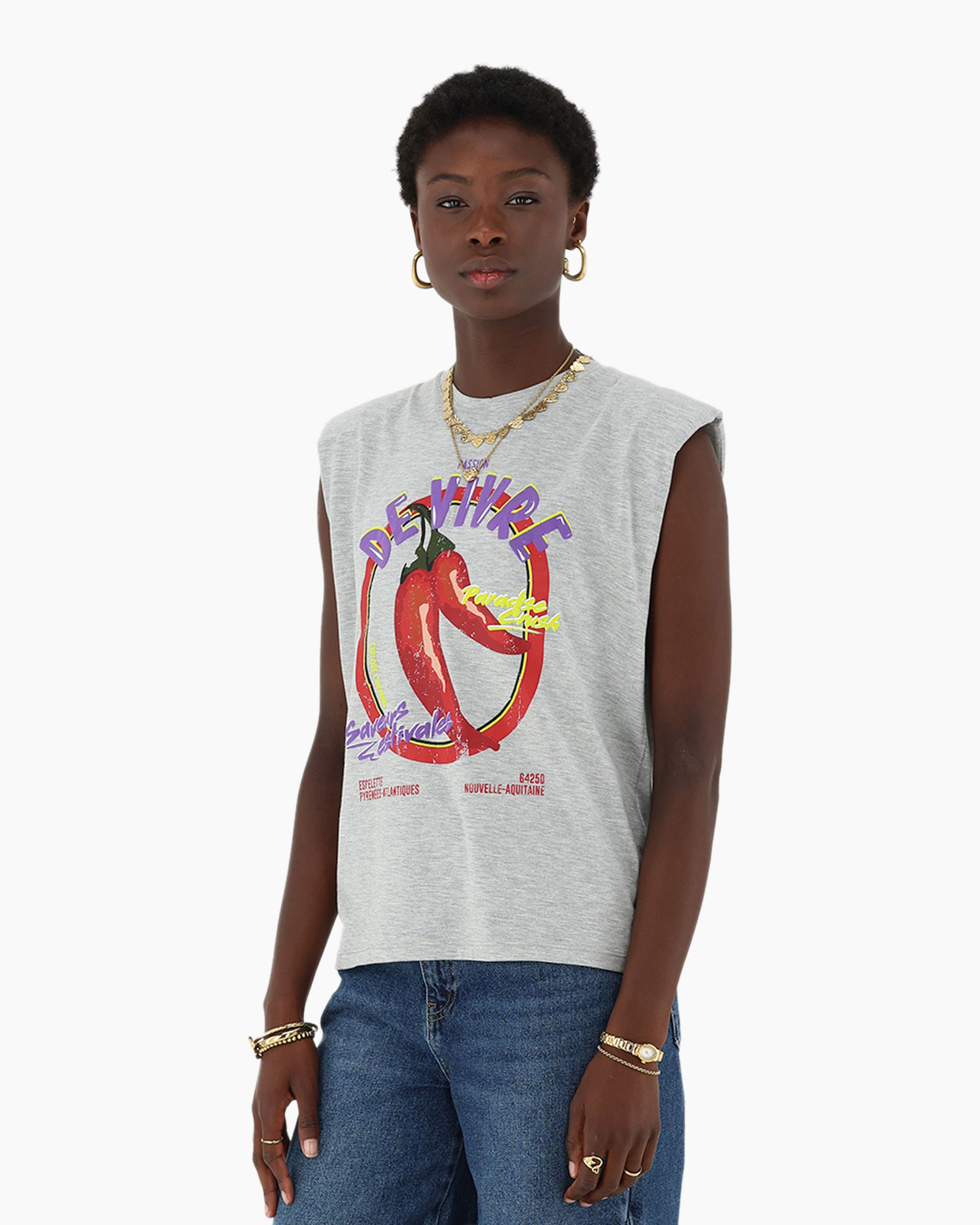 T-shirt Passion De Vivre Tee midden grijs