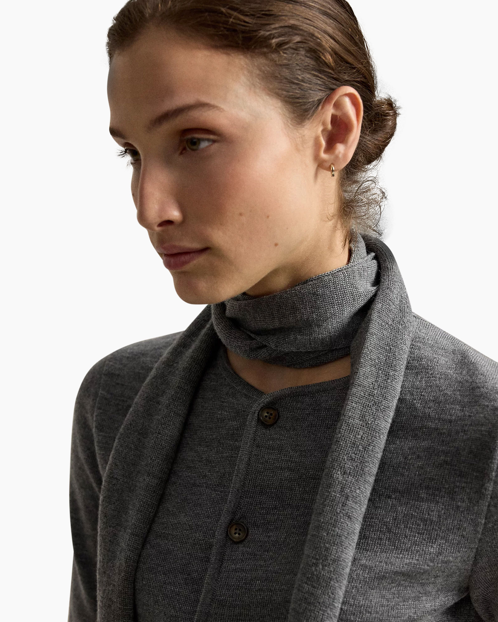 scarf, wrap, gray, knit, cardigan, neckwear