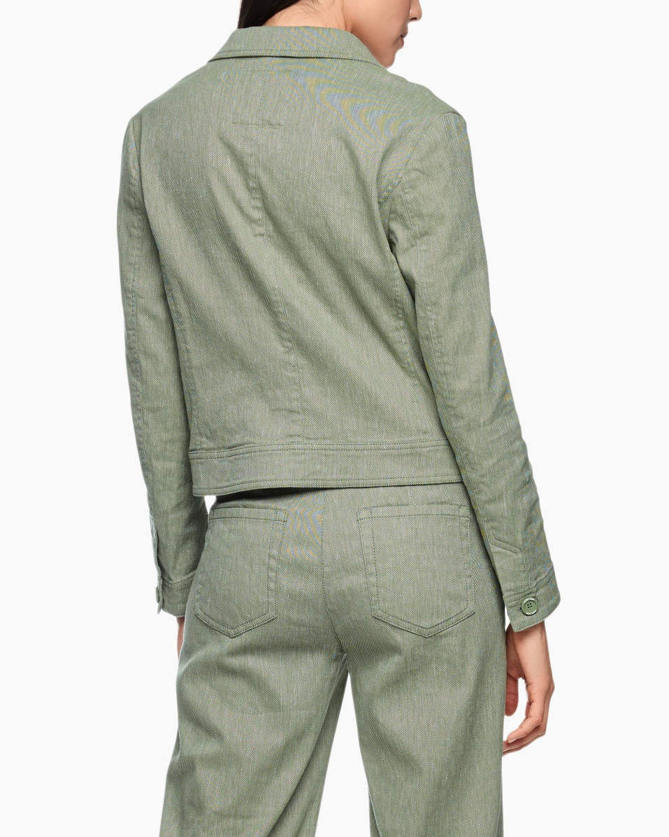 blazer, linen, green, two-button, belted