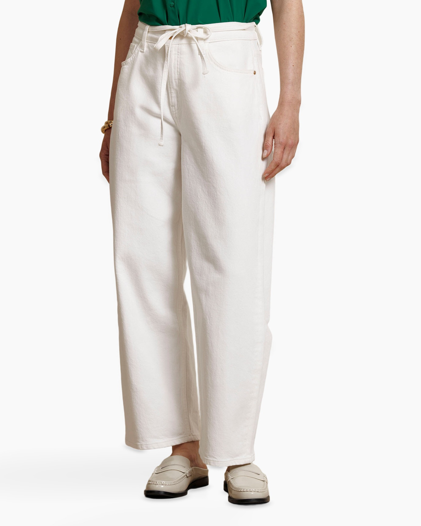 pants, wide-leg, creme, drawstring, casual