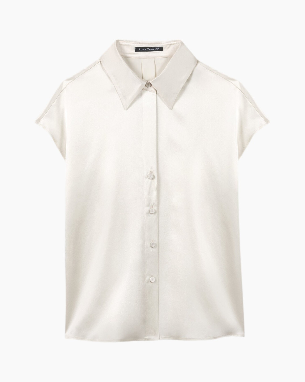 button-down, collar, sleeveless, cream, blouse