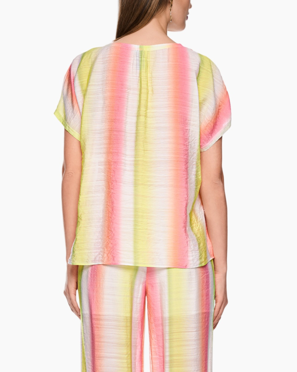 tunic, belt, tie-dye, short-sleeve, pants