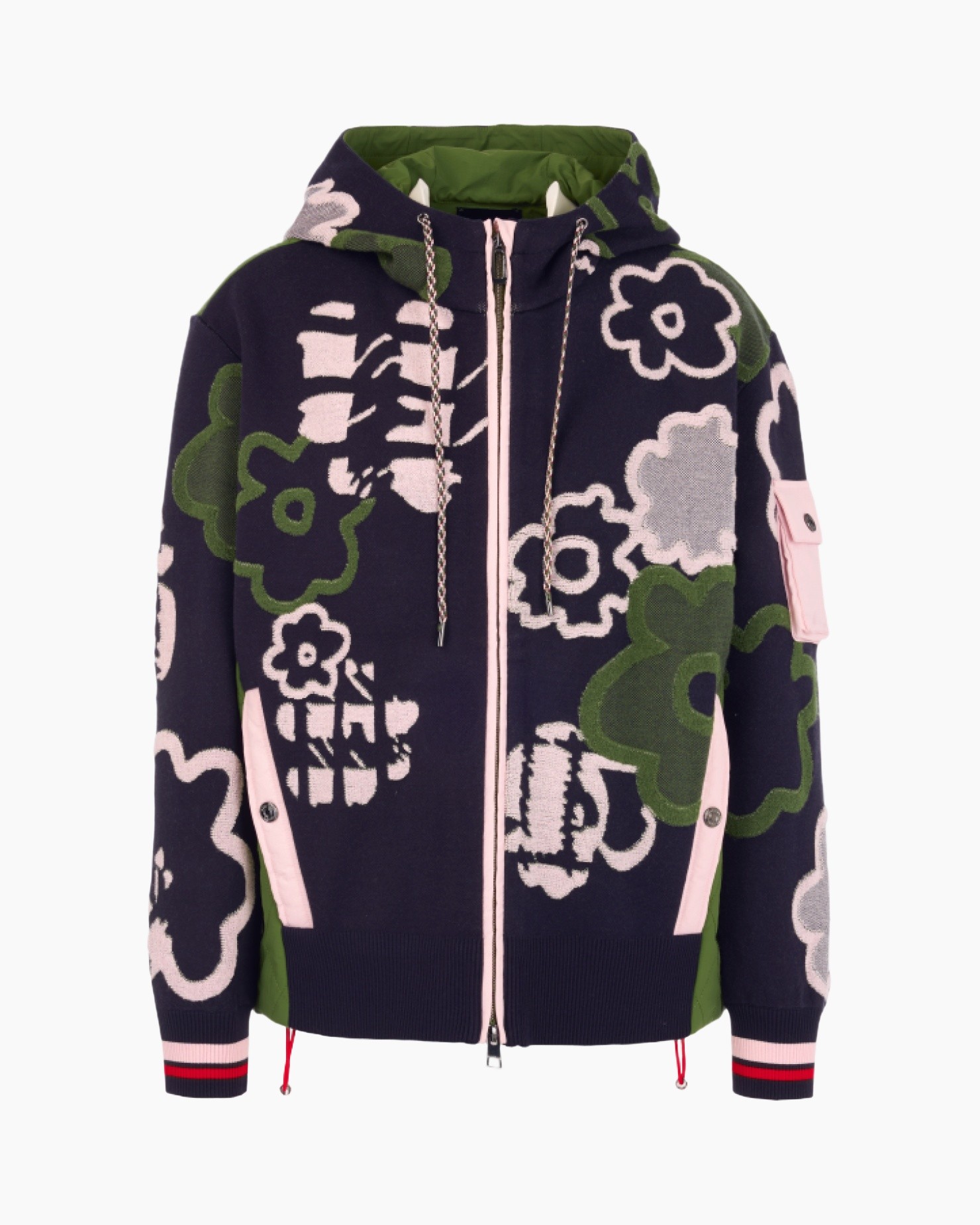 hoodie, hooded, pattern, floral, zipper