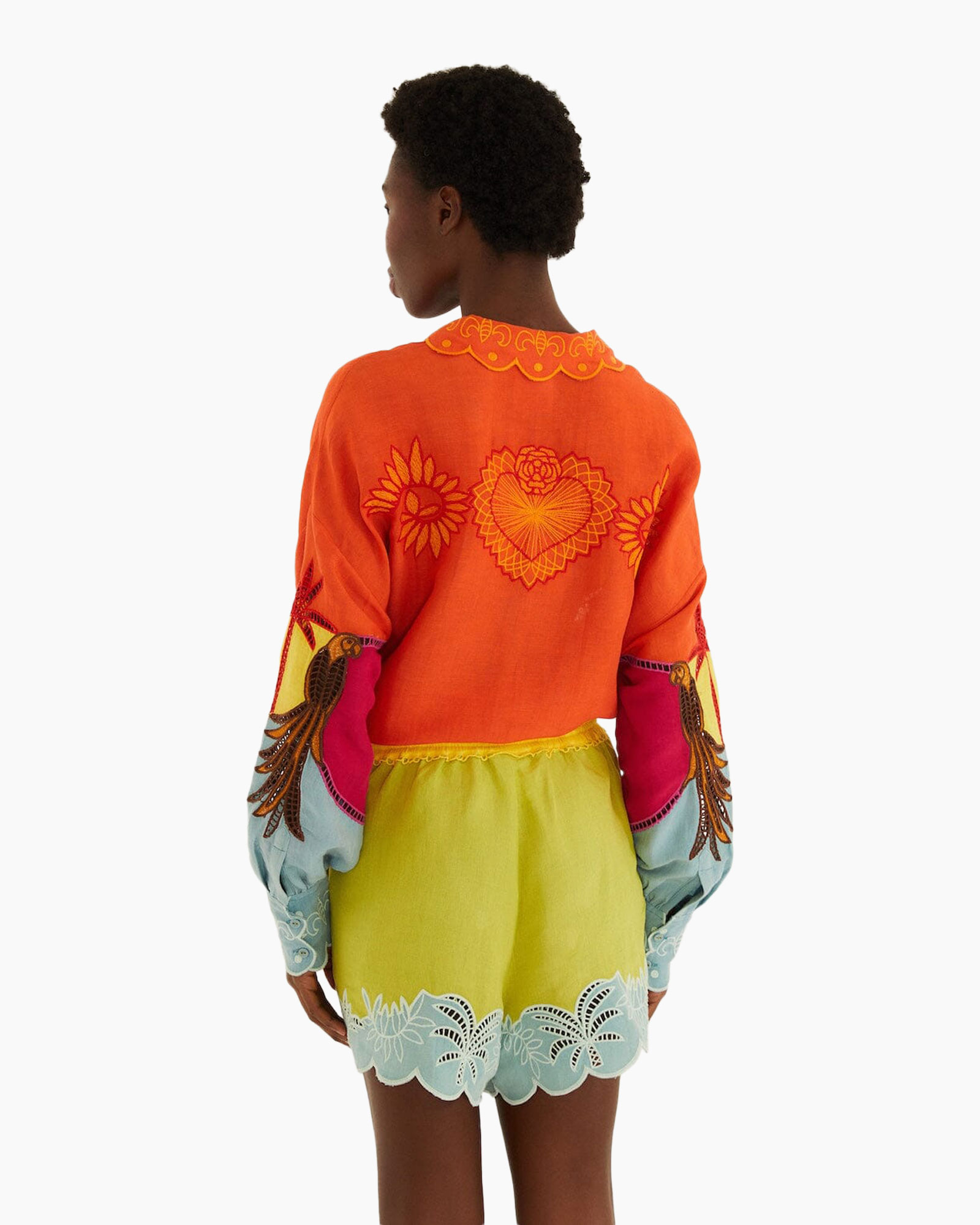 shirt, colorful, embroidery, long-sleeve, shorts