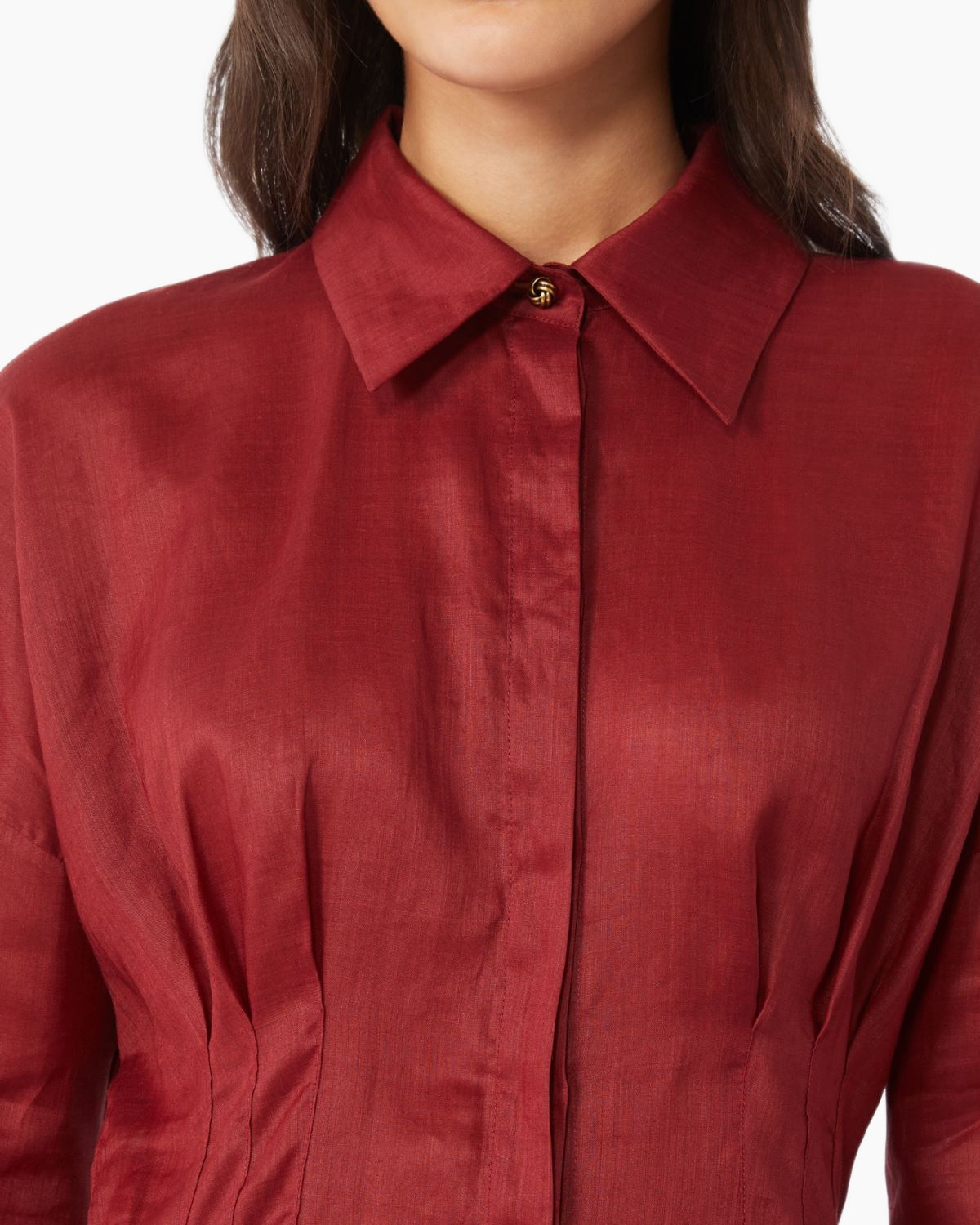 shirt, blouse, collar, button, red