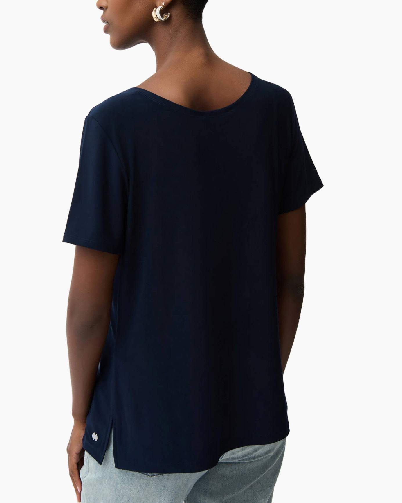 t-shirt, short sleeve, navy, crew neck, cotton blend